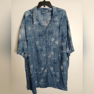 Campia Men's Shirt Blue Hawaiian with Palm Trees, Size 5XL